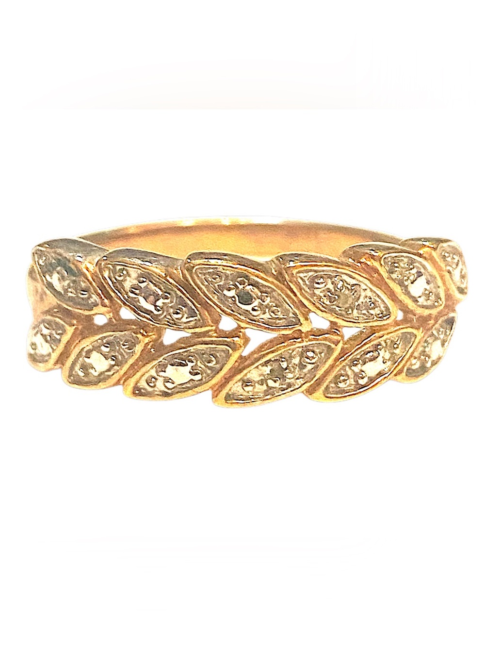 Cz Gold Leaf Ring